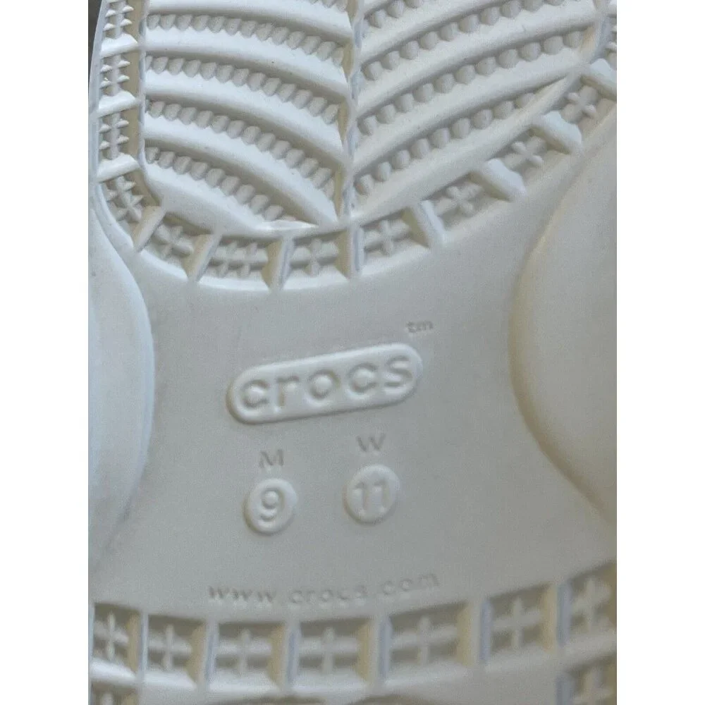 Crocs Classic Sandals Two-Strap Slides White Spray‎ Dye Men’s 9 Womens Size 11
